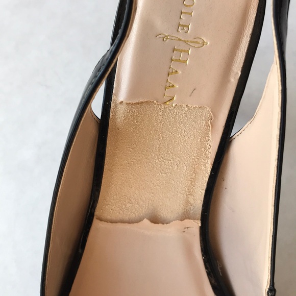 Black Cole Haan Margot Peep Toe Silngback Heels - Picture 7 of 7